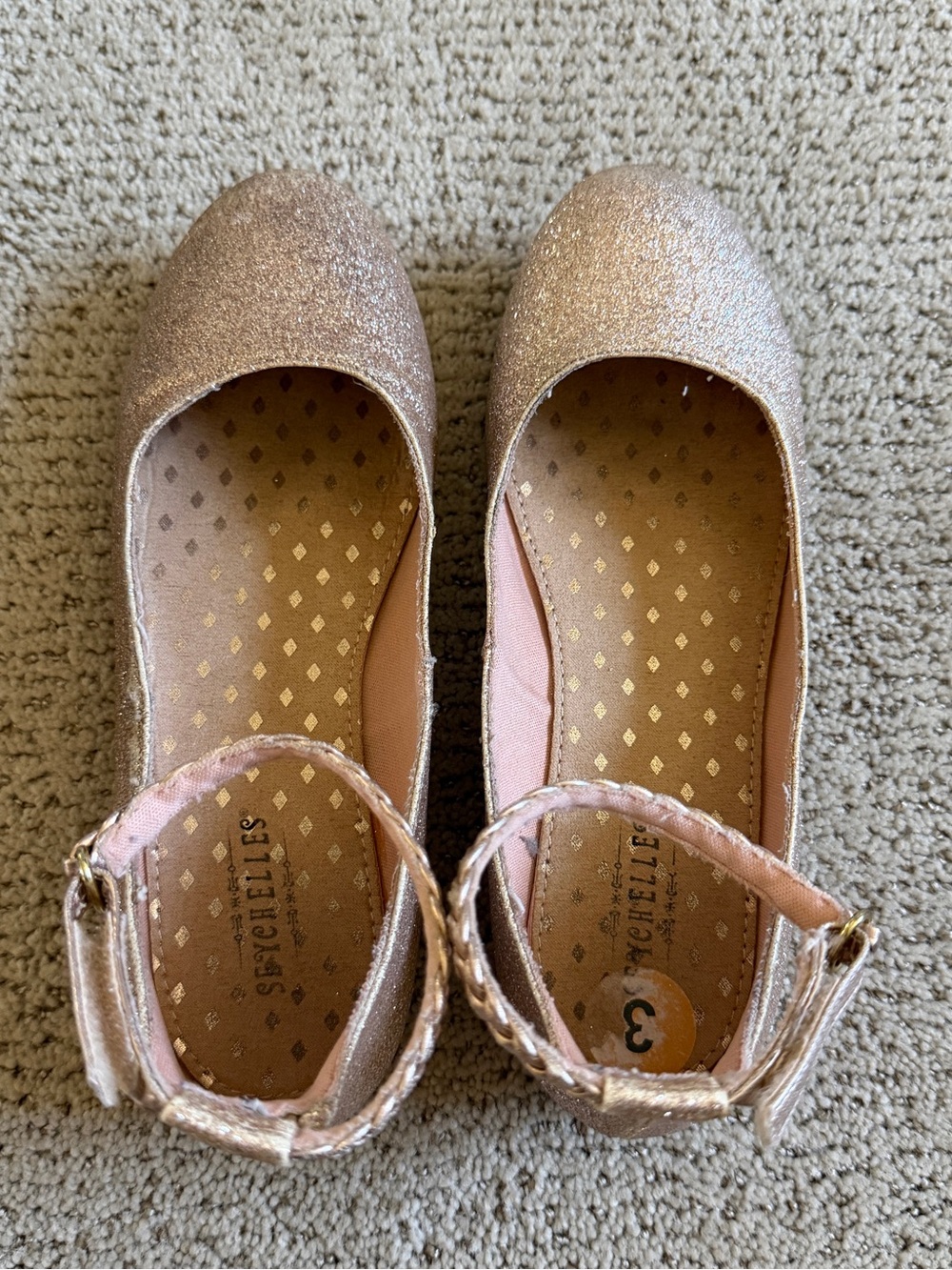 Seychelles Kids Pink Glitter Mary Jane Flats